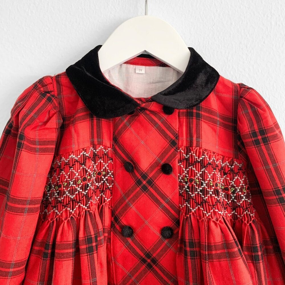 NWT Pretty Girls Smocked Dress Spanish Style Flower Embroidery Long Sleeve 6Y - Picture 5 of 6